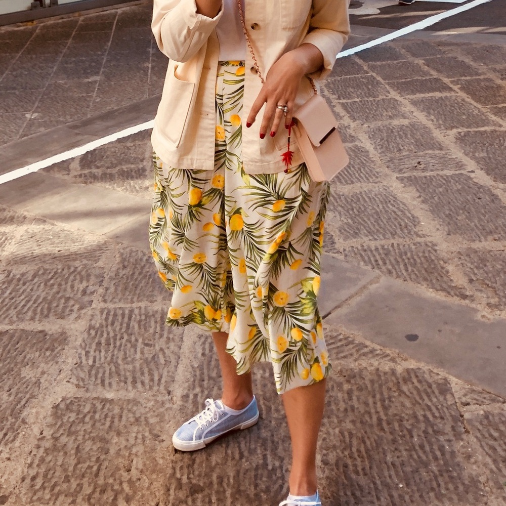 Entro Lemon Print Culottes - M
